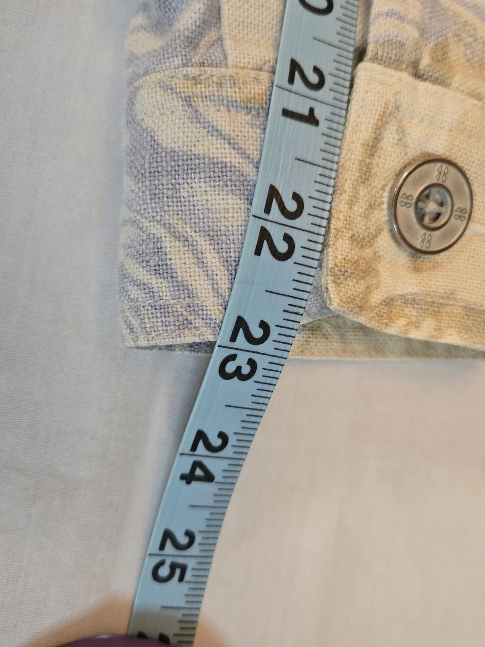 Vintage Bill Blass Floral Button-Front Linen/Cotton Jacket in Light Blue & Cream